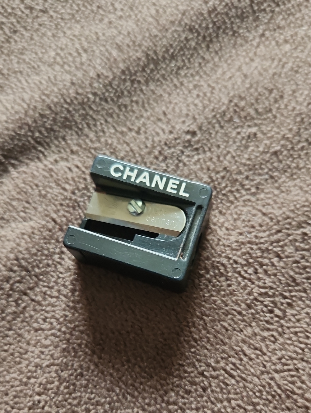 CHANEL Black Cosmetic Pencil Sharpener with Silver Blade